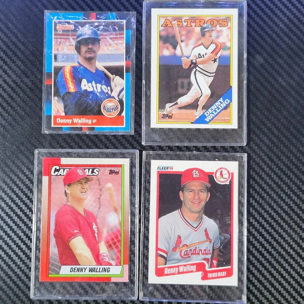 Lot of (4) Denny Walling Cards - '88 Donruss + Topps '90 Topps + Fleer
